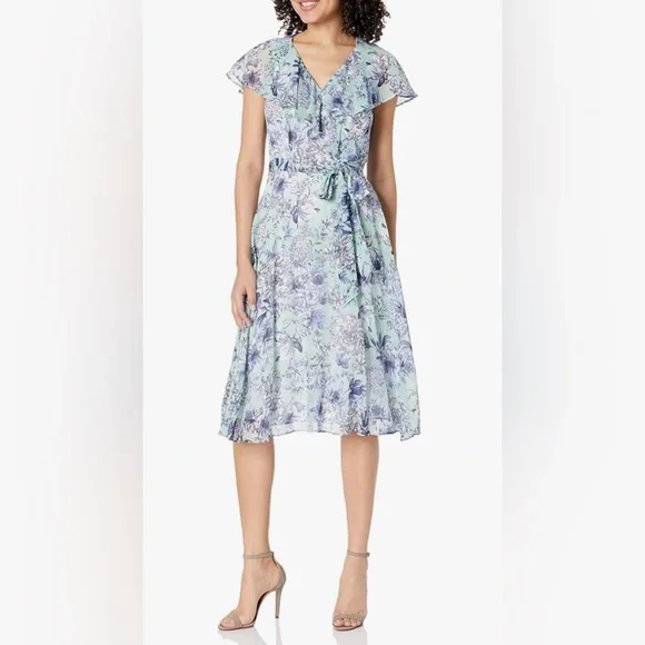 sachin and babi light blue dress Youmylove Summer Dresses for Women Floral Maxi Dress Swing Long Dress  Chiffon Floral Short Sleeve Ruffle V Neck Fashion Flowy Dress Trendy Spring  Dresses main image 1